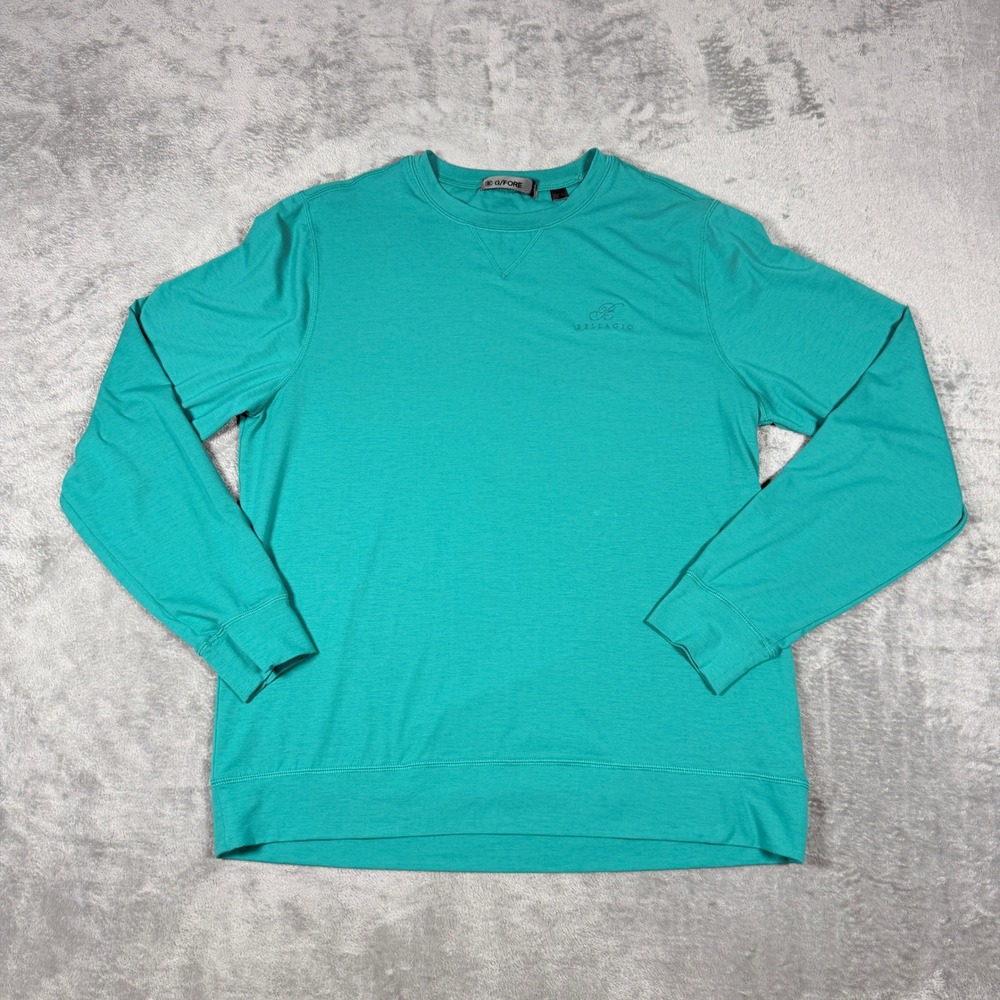 G/FORE Mens Medium Pullover Teal Green Bellagio Embroidered Long Sleeve Crewneck